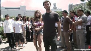 Bare boobs babe walked through crowd