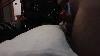 Laura hogtied and hooded with a lip open mouth gag has her throat boned for 15 minutes (teaser only)