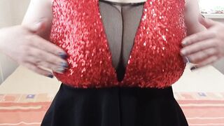 School Girl squeezes long titted inside Goddess clothes. Moans - DepravedMinx