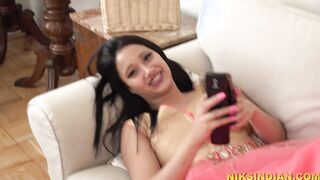 Huge Hooters Desi 19 Year Old cunt with mouth Fuck by her Step Brother and Swallows his Cum
