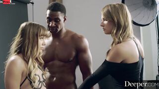 Deeper. Naomi & Ashley have intense three way at photoshoot