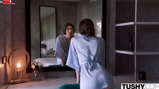 TUSHY Anal-obsessed actress Lina has an affair with co-camgirl 2