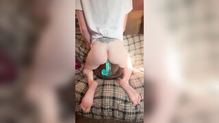 Creamy cunt bouncing on big blue penis