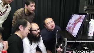Asian gangbanged but she can’t see who’s fucking her