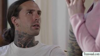 Tattooed guy analed TS big ass stepsister