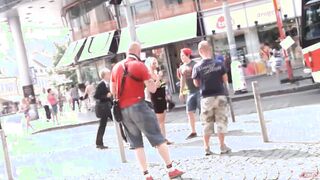 Amateur dude is hired on the streets for casting with Bae blondie