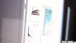 Teen lesbian converted by two workers