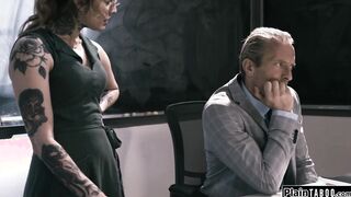 Tattooed latina fucking her old teacher