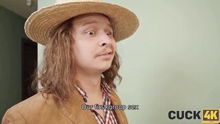 CUCK4K. Six Guys and 5 Dicks for 1 cunt with mouth