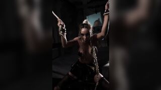 BONDAGE Sub Monika Fox Showing Off Bound With Ropes