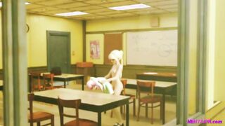 Shemale  Cock Fucks Busty MILF Teacher at School