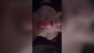 Begging for cum and bound up. Gets facial