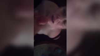 Begging for cum and bound up. Gets facial