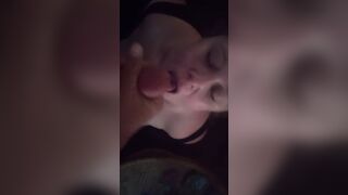 Begging for cum and bound up. Gets facial