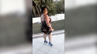 bbw Morning public babe underwear striptease