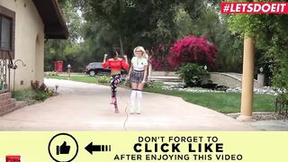 ScamAngels - Honey Gold And Summer Day two Hottie American PAWG 19 Yo Outside 3-Way