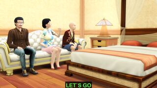 Japanese fiance shared by her hubby with his sick pure stepson to help him become a man to have sex for the first time inside his life