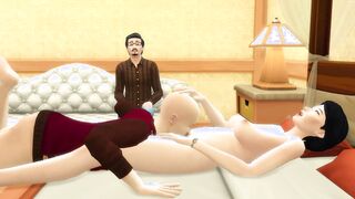 Japanese fiance shared by her hubby with his sick pure stepson to help him become a man to have sex for the first time inside his life