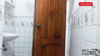 Stepsister offers me help when I masturbate inside the WC she lends me her tight snatch and her long booty I have cumshot into her mouth