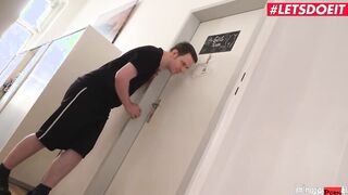 HORNYHOSTEL - Security Guard Catches Horny Eighteen Katerina Rina Masturbating
