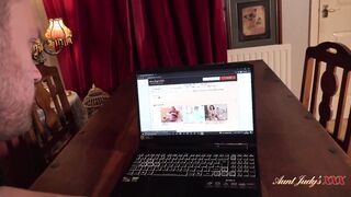 AuntJudysXXX - Big Titted Old Stepmom Ms. Molly catches her Stepson Masturbating
