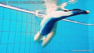 Avenna is shy first into the pool but then gets lusty