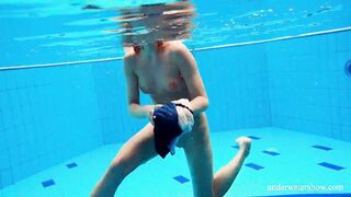 Avenna is shy first into the pool but then gets lusty