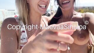 Maevaa Sinaloa - French Bukkake Géant sur une plage publique on vide 70 mecs inondé de sperme