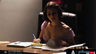 GIRLSWAY - Hidden Agent Plays With A Colleague's Butt Inside