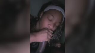 Bad bitch sucking off big black dick