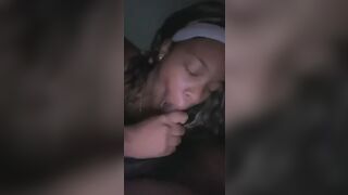 Bad bitch sucking off big black dick
