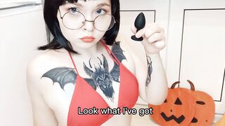 Velma from "scooby-doo" fucks herself inside the vagina and butt with filthy talk