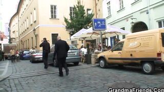 2 men pounded very older blonde grandmother