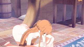 Sword Art Online Animated - Asuna bj and anal to Kirito - Japanese oriental Manga Hentai Scene Game Porn