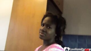 Black women shows her beautiful long hooters