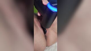 Using a strokes gun to double penetrate my twat and anal.
