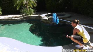 Mocha Menage Makes Her Move On The Pool Man