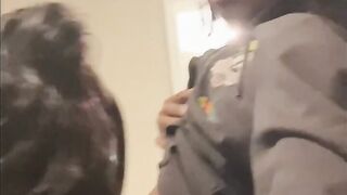 My dad girlfriend cum on her face