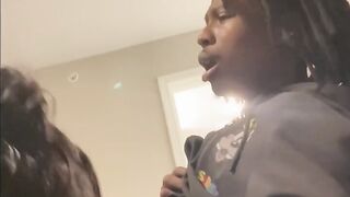 My dad girlfriend cum on her face