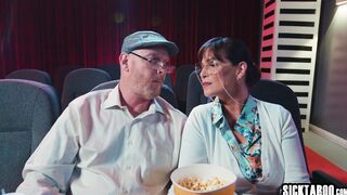 Cinema time and teen moaned during movie