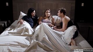 Stepmom and stepson share a college girl