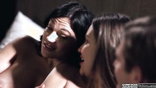 Stepmom and stepson share a college girl