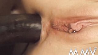 Pierced blonde cougar gets anally ebony banged