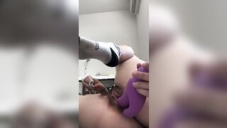 Bushy Nonbinary Skank Tries To self double penetration Real Orgasm! Masturbation Amateur