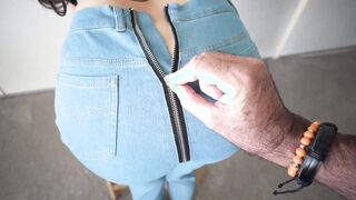 Easy Access With Zipper Jeans Satisfy Cumshot My Twat