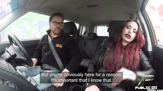 Squirting ginger cougar outside fuck into vehicle public