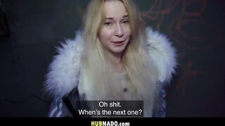 Slim blonde Sweetie Plum takes on my fat dick for 500EUR