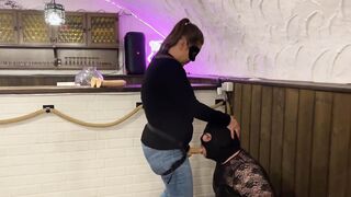Gf fucks sissy with huge fake-dick