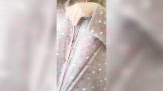 Big Boobed stepmom shows her hooters into her pajamas