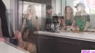 Three teen baristas fucked by their boss